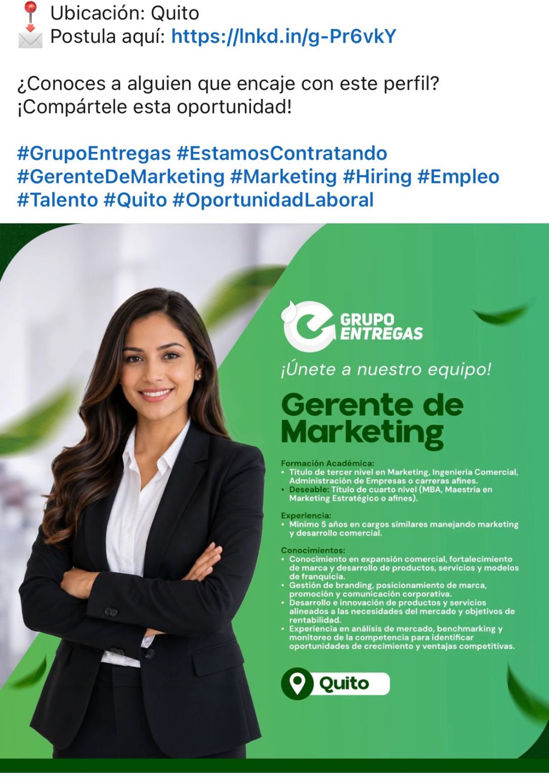 Publicación de Capital Humano en LinkedIn